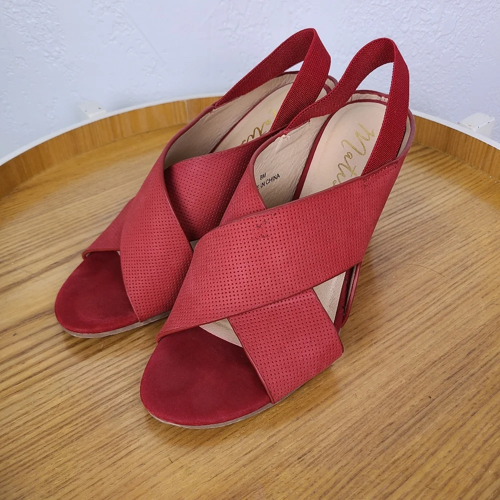 Matisse Harlow Red Leather Slingback Wedges